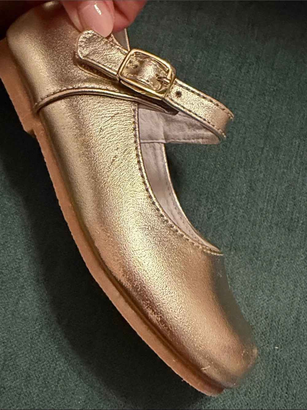 L'Amour Gold Metallic Mary Jane Shoes for Kids
